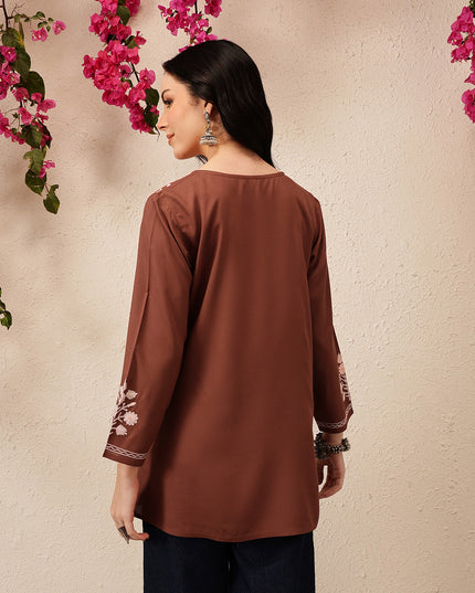 Qazmi Women's Kashmiri A-Line  Flared Kurti