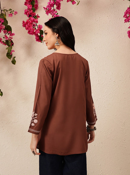 Qazmi Women's Kashmiri A-Line  Flared Kurti