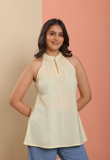Avira Halter neck Yellow Kurti