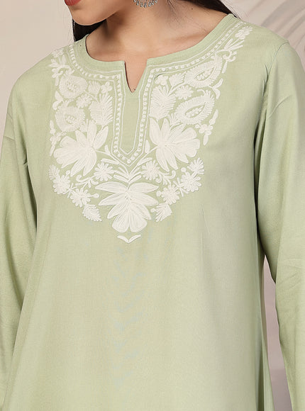 Pista Green Aari Co-Ord Set Set for Women
