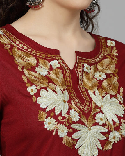 Maroon Aari Co-Ord Set for Women