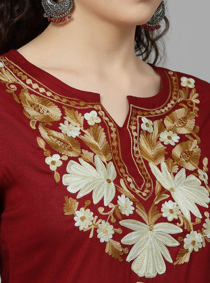 Maroon Aari Co-Ord Set for Women
