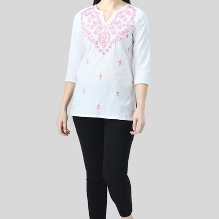 Chikan Short Kurti For Women