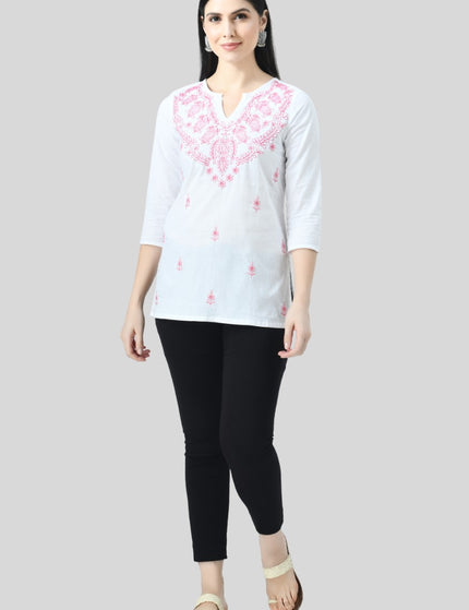 Chikan Short Kurti For Women