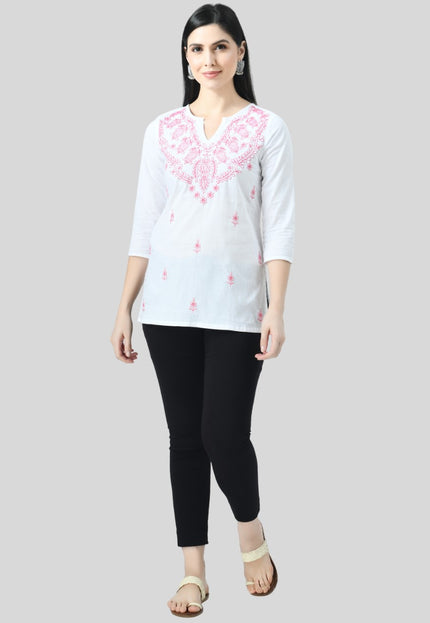 Chikan Short Kurti For Women
