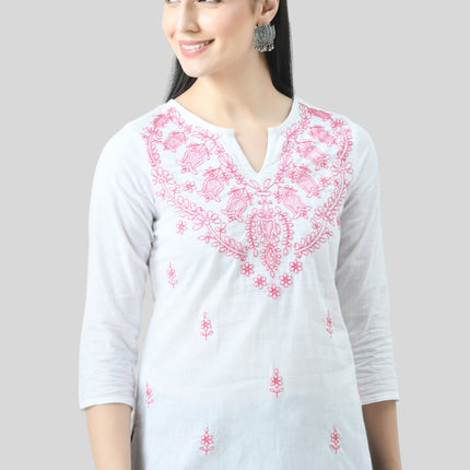 Chikan Short Kurti For Women