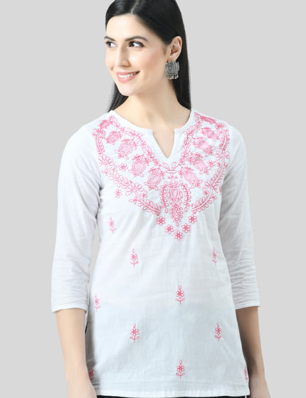 Chikan Short Kurti For Women
