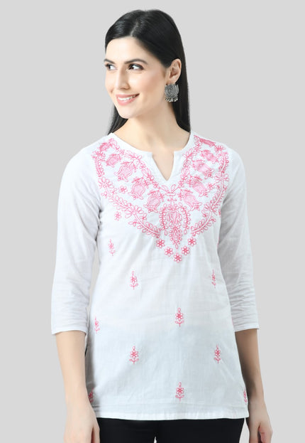 Chikan Short Kurti For Women