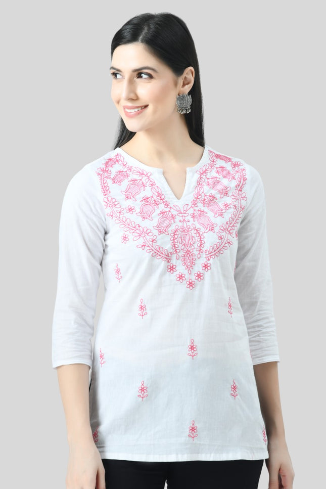 Chikan Short Kurti For Women