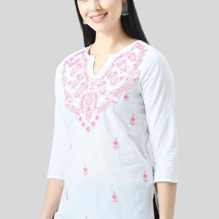 Chikan Short Kurti For Women