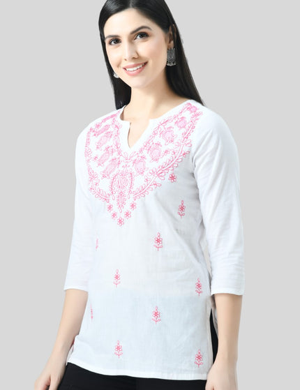 Chikan Short Kurti For Women