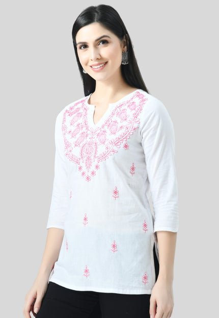 Chikan Short Kurti For Women