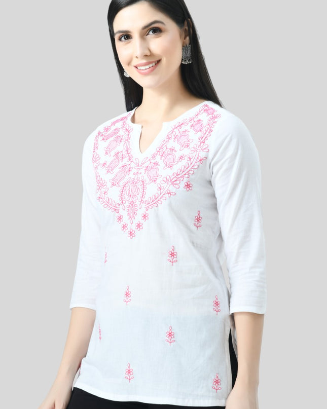 Chikan Short Kurti For Women