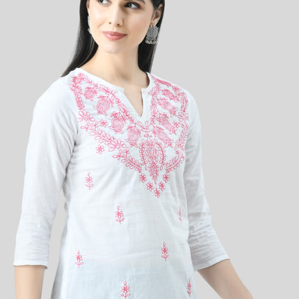 Chikan Short Kurti For Women