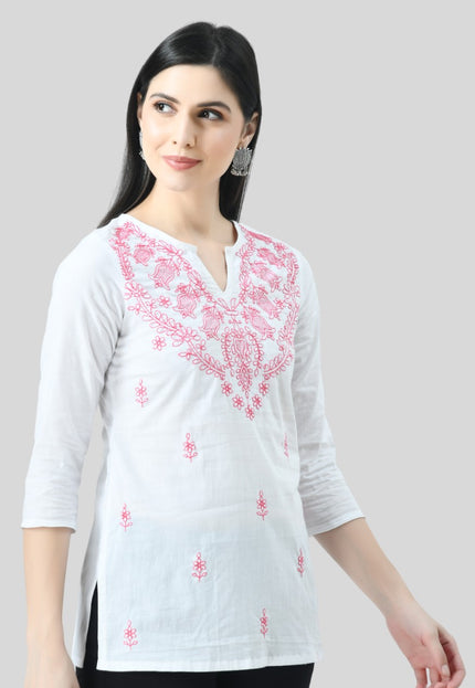 Chikan Short Kurti For Women