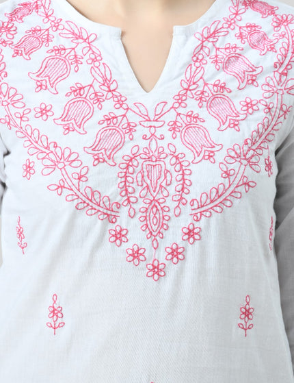 Chikan Short Kurti For Women