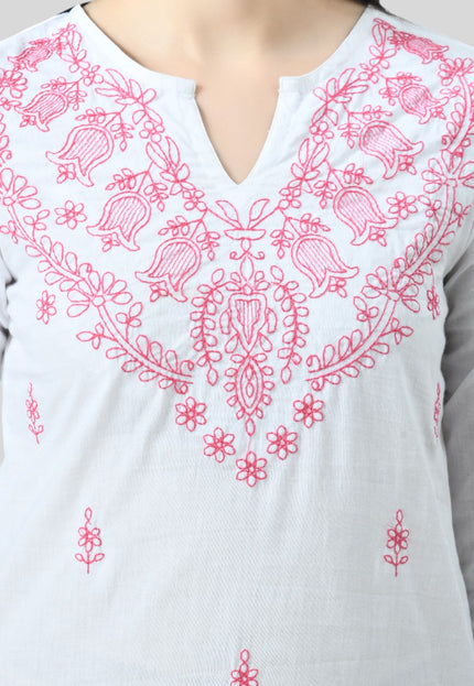 Chikan Short Kurti For Women