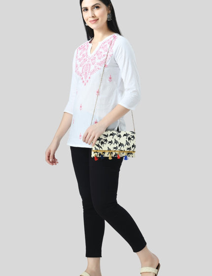 Chikan Short Kurti For Women
