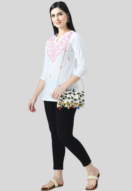 Chikan Short Kurti For Women