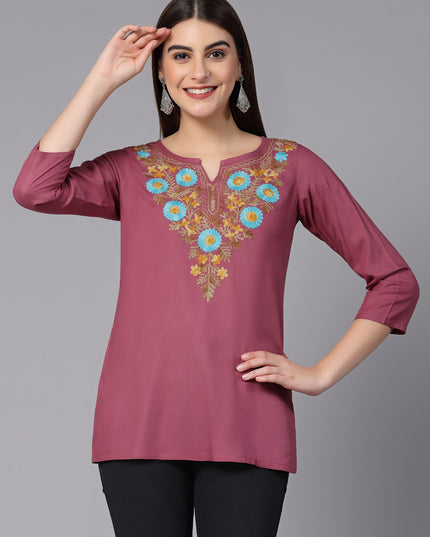 Israa Aari Embroidered Short Kurti For Women