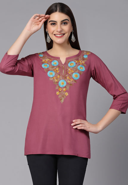 Israa Aari Embroidered Short Kurti For Women