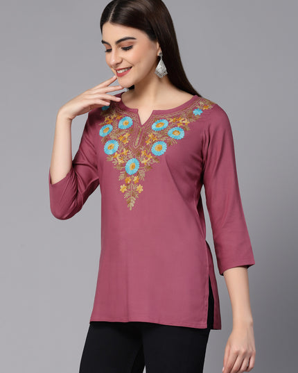 Israa Aari Embroidered Short Kurti For Women