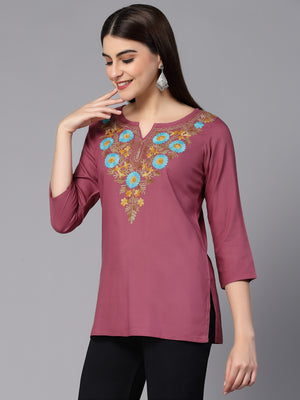 Israa Aari Embroidered Short Kurti For Women