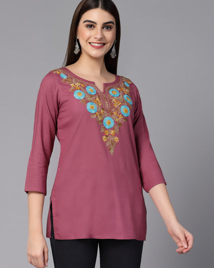 Israa Aari Embroidered Short Kurti For Women