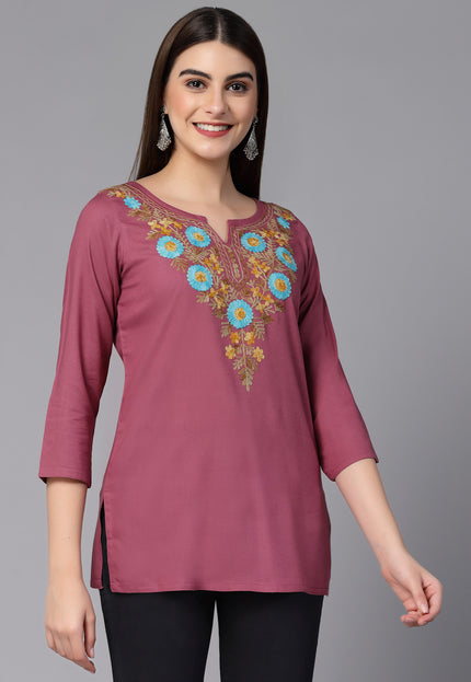 Israa Aari Embroidered Short Kurti For Women