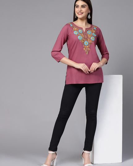 Israa Aari Embroidered Short Kurti For Women