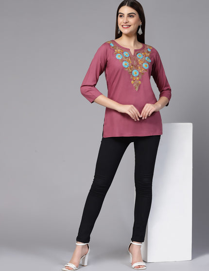 Israa Aari Embroidered Short Kurti For Women