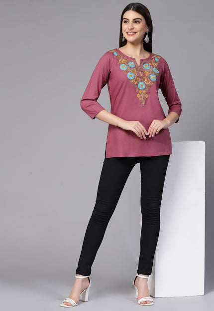 Israa Aari Embroidered Short Kurti For Women