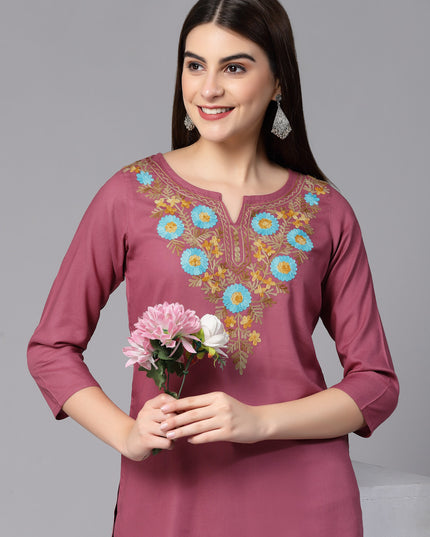 Israa Aari Embroidered Short Kurti For Women