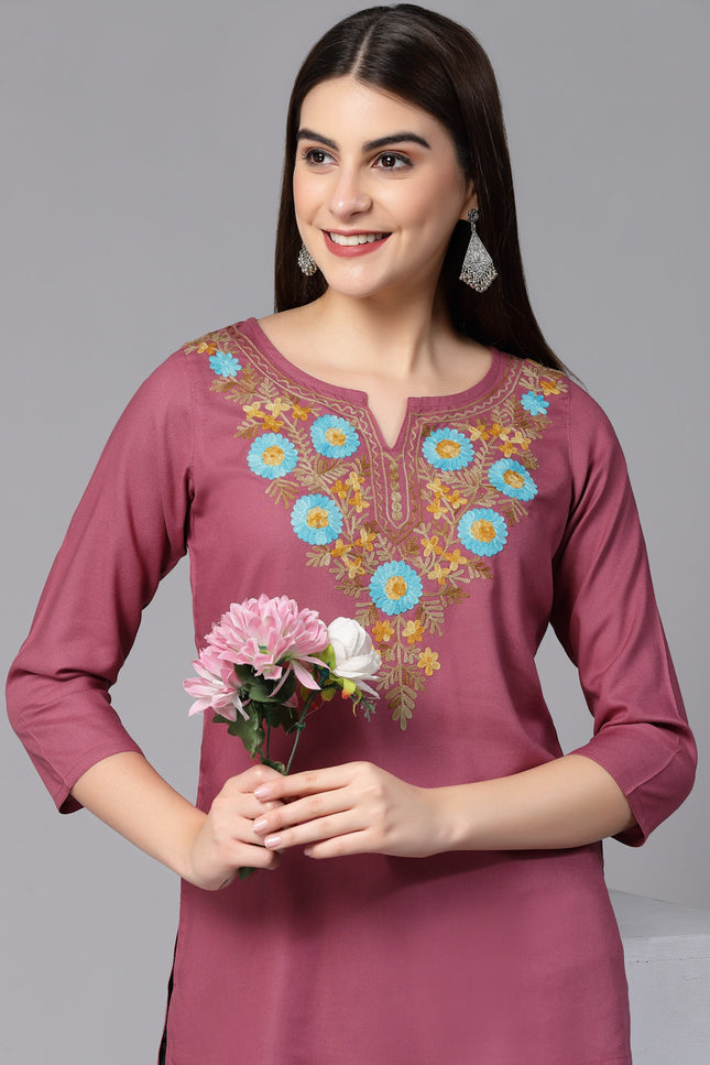 Israa Aari Embroidered Short Kurti For Women