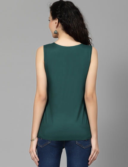 Green Sleeveless Aari Short Kurti For Women