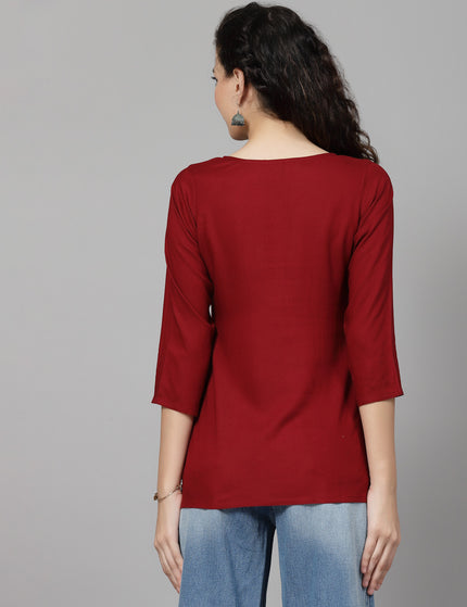 Inara Maroon Short Kurti For Women