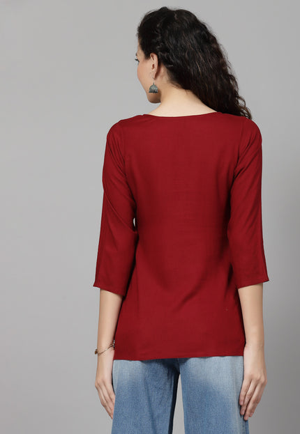 Inara Maroon Short Kurti For Women