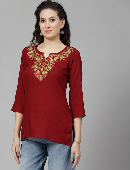 Inara Maroon Short Kurti For Women