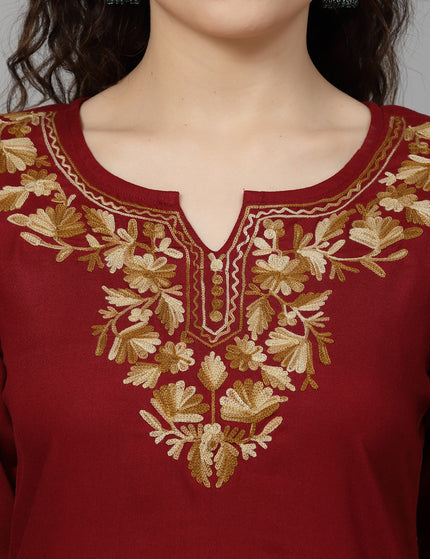 Inara Maroon Short Kurti For Women