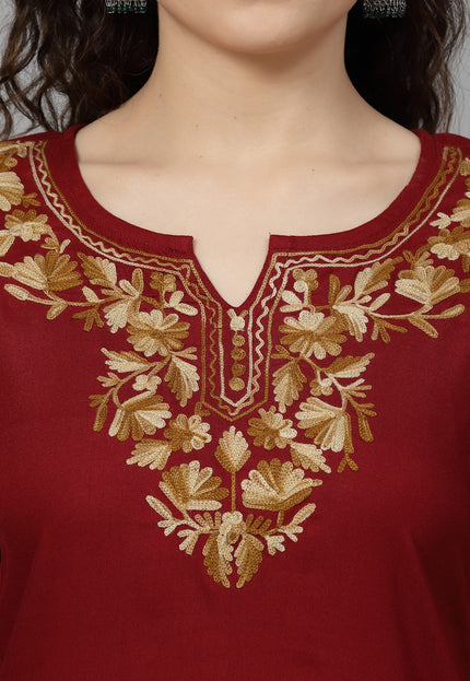 Inara Maroon Short Kurti For Women