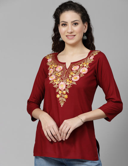 Israa Aari Embroidered Short Kurti For Women