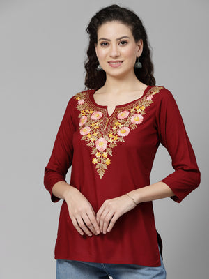 Israa Aari Embroidered Short Kurti For Women