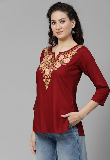 Israa Aari Embroidered Short Kurti For Women