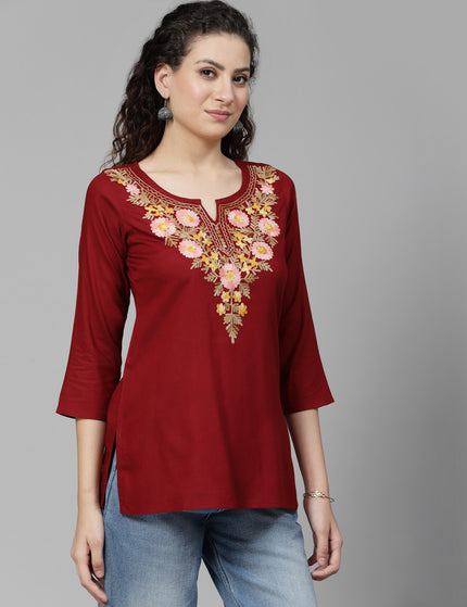 Israa Aari Embroidered Short Kurti For Women