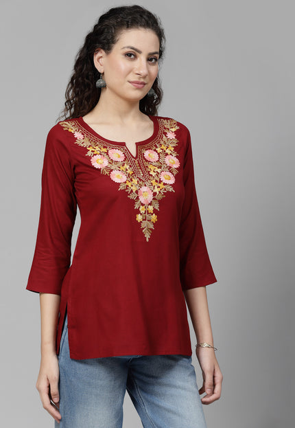 Israa Aari Embroidered Short Kurti For Women