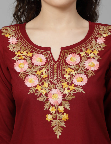 Israa Aari Embroidered Short Kurti For Women