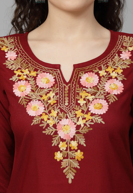 Israa Aari Embroidered Short Kurti For Women