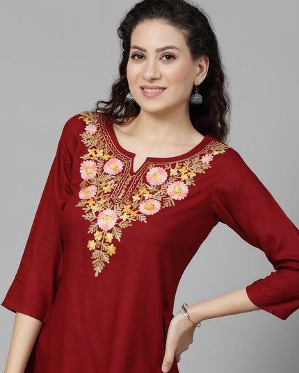 Israa Aari Embroidered Short Kurti For Women