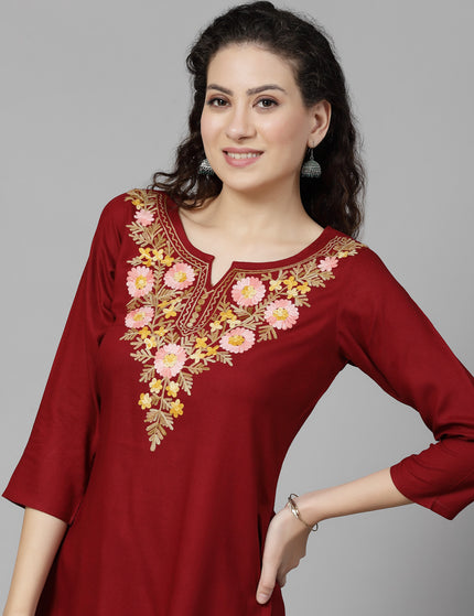 Israa Aari Embroidered Short Kurti For Women