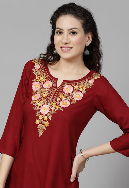 Israa Aari Embroidered Short Kurti For Women